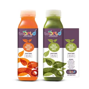 Serigrafía personalizada adhesivo impermeable comida bebida fruta jugo botella etiquetas adhesivas para bebidas botellas de plástico