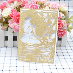 15 ans <span class=keywords><strong>anniversaire</strong></span> quinceanera paillettes papier laser coupe sirène invitations - Product Image 4