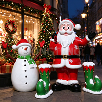 Ensemble de décorations de Noël extérieures résistantes aux intempéries en fibre de verre : Statues en résine de Père Noël, Bonhomme de neige et bottes d'elfe pour l'aménagement de jardin en période des fêtes