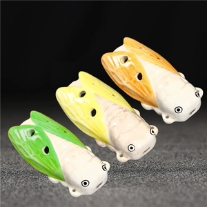 Ocarina en céramique à 6 trous en forme de cigale, style insecte mignon, instrument de musique pour enfants débutants, jouet pendentif, plusieurs couleurs - Product Image 4