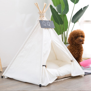 Tente pour animaux domestiques, lit avec fonction tipi avec coussin épais, pour chiens et chats, convient à l'intérieur et à l'extérieur - Product Image 4