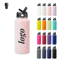 Bouteille isotherme personnalisée de 32 oz et 40 oz pour enfants et adultes, en acier inoxydable, avec paille et poignée