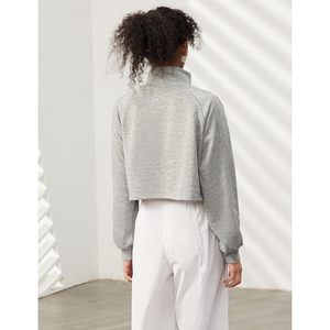FOXA Sweat-shirt court à demi-zip pour femme, pull à col à manches longues, doublure polaire, pull basique, tenues d'automne - Product Image 4