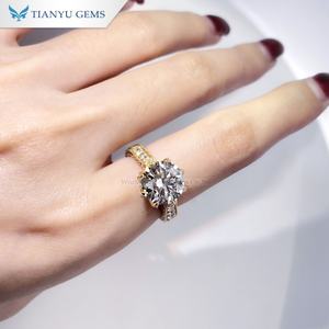 Tianyu Gems Custom Make Round Brilliant Cut Cvd Lab Diamond con Igi 4ct 18K Anillo de oro amarillo para mujer - Product Image 3
