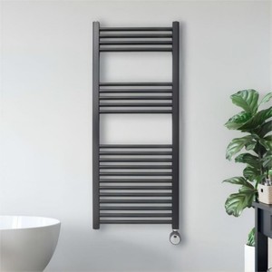 Sèche-serviettes mural moderne en acier noir laqué, finition laquée, salle de bain, électrique, AC 100-240V, 3 barres, garantie 5 ans - Product Image 4