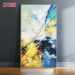Dipinto a Olio Originale Giallo con Paesaggio, Realizzato a Mano su Tela, Grande Formato, <span class=keywords><strong>Pittura</strong></span> Spessa Personalizzata, Decorazione da Appendere - Product Image 3