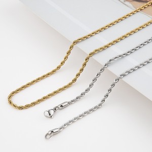 Cadena de acero inoxidable con eslabones retorcidos en color oro y plata, collar hip hop para hombre, ideal para regalo. - Product Image 1