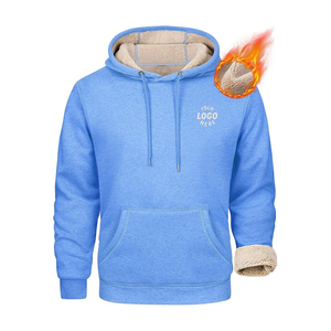 Bầu Trời Màu Xanh Người Đàn Ông Áo Thun Phong Cách Dày Windproof Lông Cừu Ấm Hoodies Tùy Chỉnh Của Riêng Bạn Thiết Kế Logo Nhiệt Hoodies - Product Image 1