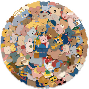 100 pièces Kawaii morceaux de papier ours dessin animé Graffiti autocollants pour livre mur bouteille <span class=keywords><strong>vinyle</strong></span> enfants mignon petits ours autocollant - Product Image 2