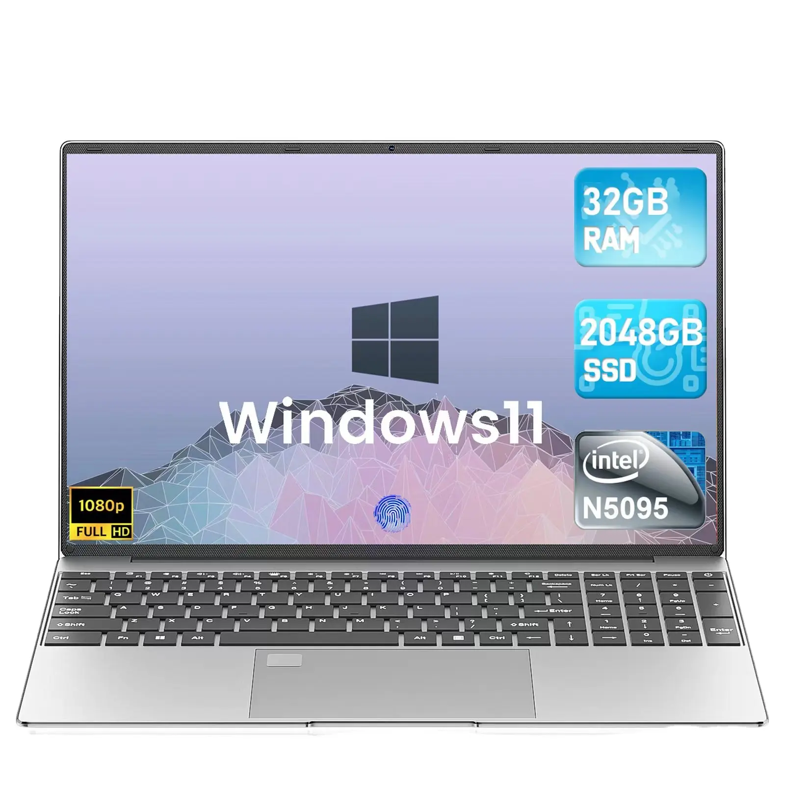 2024 New 15.6 Inch Removable camera Intel N5095 8gb ram 256gb 512gb ssd Laptop Notebook PC