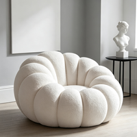 Vente directe d'usine, pouf moderne en sherpa blanc confortable, tabouret de salon, fauteuil de détente pour salon, hôtel, appartement