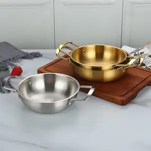 Gold Or Sliver Stainless Steel Seafood Paella Pot Spanish Skillet Frying Pan For Nordic Household Fancy Restaurant