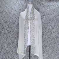 Meilleure vente du marché : Voile en mousseline de soie avec bordure brodée de sequins géométriques, châle scintillant pour occasions, foulard pour l'Afrique de l'Ouest (vente en gros)