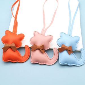 Colorful Kitten Leather <b>Bag</b> <b>Charms</b> Cute Bow Cat Leather Keychains Minimalist Animal <b>Bag</b> <b>Charm</b> Gifts for Her Cat Lover - Product Image 2