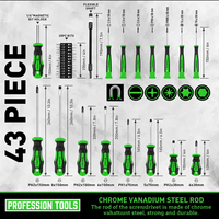 Jeu de tournevis magnétiques professionnels de 43 pièces en acier au chrome-vanadium, garantie de 3 ans, tournevis de précision à cliquet flexibles