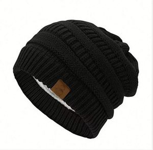 Customize logo Jacquard Fabric Patch Knitted <b>Woolie</b> Slouchy Fleece Beanie Unisex Winter <b>Hats</b> Manufacturers for Women <b>Men</b> Kids - Product Image 1