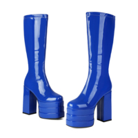 WETKISS Grande taille 46 talon épais violet bottes extensibles trois couches plate-forme bottes Sexy dame genou bottes hautes femmes chaussures Vente en gros
