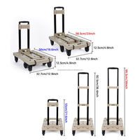 Chariot à main pliable léger, chariot à bagages pliable avec 6 roues pivotantes, chariot utilitaire avec poignée réglable