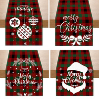 Imprimé lin Plaid Santa Table drapeau manger tapis noël Table napperons pour la décoration de noël 2025