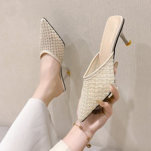 Sandali Estivi da Donna con <span class=keywords><strong>Tacco</strong></span> <span class=keywords><strong>Alto</strong></span> e Punta Chiusa, in Tessuto Unico e Traspirante, Ideali per Esterni - Vendita all'Ingrosso - Product Image 6