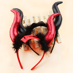 <strong>Devil</strong> <strong>Horn</strong> Hair Band with Feathers Big Cloth Halloween Costume Accessory in Bag Packaging - Product Image 6
