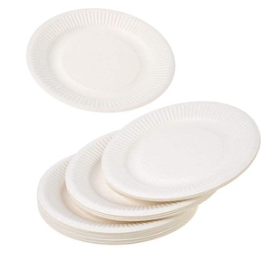 7.5 inch White Round Paper Plate Disposable Light <b>Weight</b> <b>Small</b> Plates for Buffet Service Teabreak and Finger Foods - Product Image 1