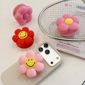 Cute Flower Flexible Silicone Universal Desk Use Suction Cup Mount Phone Grip Stand Kawaii Expandable Phone Holder Finger Ring - Product Image 2