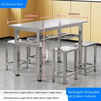 Table à manger murale en acier inoxydable avec banc ensemble complet de chaises pour 4 6 8 employés pour la cafétéria de l'école