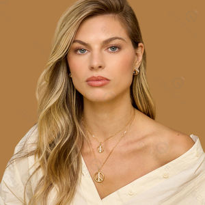 Collier Gemnel trois diamants en forme de poire, argent 925, ensemble de boucles d'oreilles à crochet ouvertes et ajustables - Product Image 6