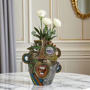 Vase Amusant Grande Bouche en Résine, Ornements Exagérés, Sculpture Visage de Dessin Animé à l'Expression Drôle, Décoration Créative Tendance pour la Maison et le Bureau - Product Image 2