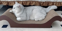 Lit à gratter pour chat en forme de S à double arche, en carton ondulé épais en nid d'abeille, surface de grattage multi-angles, grand espace de repos, jouet pour chat