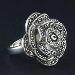 Fabricant Design unique Zircon cubique noir <span class=keywords><strong>Bague</strong></span> en <span class=keywords><strong>marcassite</strong></span> d'inspiration égyptienne vintage en <span class=keywords><strong>argent</strong></span> ancien personnalisée - Product Image 4
