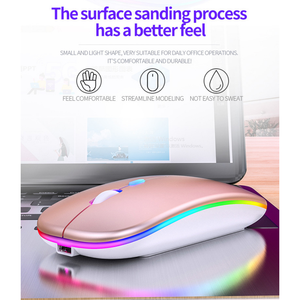 Chuột Không Dây Chơi Game Đèn LED Nhiều Màu Sắc Quang Học 2.4Ghz Pin Sạc Siêu Mỏng LOGO Tam Giác Chính Hãng - Product Image 4