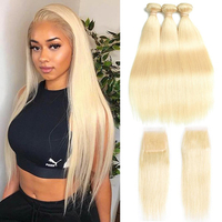 Extensions de cheveux humains brésiliens vierges à cuticules alignées, lisses, en vison épais, 40 pouces, blond 613, pour livraison directe