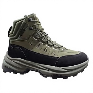 TSB85 Men High Top <b>Hiking</b> <b>Boots</b> Waterproof Outdoor Green PU Leather All Seasons Walking Shoes - Product Image 1