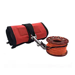 Conjunto de boya de marcador de superficie de buceo, Color personalizado y logotipo, carrete de dedo de aluminio, carrete de buceo de acero inoxidable de alta visibilidad