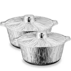 Round Baking Container For Hot Pot 5300ml Disposable Cooking Pie Pot Large Aluminum Foil Pot