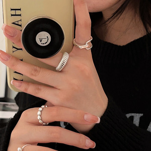 S925 Pure Silver <b>Rings</b> Geometric Heart Shape Women's Fashion Jewelry Gift Set Lightweight Minimalist Design - Product Image 4