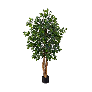 Gần tự nhiên lớn Vàng mía cọ lụa cây màu xanh lá cây tự nhiên 6ft ficus cây nhân tạo Banyan vật liệu nhựa - Product Image 5