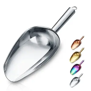 Stainless Steel Scoop Ice Shovel 6 OZ For Kitchen Bar Party Wedding Metal Ice Scooper Multipurpose Food Scoop Easy Storage