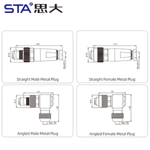 Водонепроницаемый авиационный разъем M9 (2, 3, 4, 5, 6, 7, 8 контактов), сборный, металлический, экранированный, под пайку, прямой, с защитой от воды - Product Image 3