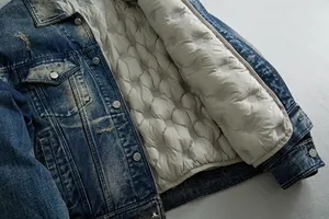 Piumino d'anatra bianco da uomo di Design personalizzato OEM Denim calore piumino da donna impermeabile antivento Casual