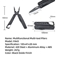 Pince multifonction industrielle avec poignée bicolore, lame de scie pliable, tournevis, clé, lime et règle pour le camping en plein air et la survie
