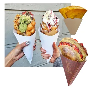 Hộp Giấy Hình Nón Crepe Giấy Tùy Chỉnh Churros Chủ Hộp Bao Bì Bánh Quế Trứng Dùng Một Lần Hộp Giấy Hình Nón Cho Khoai Tây Chiên