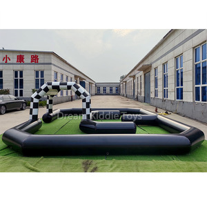 Màu trắng và màu đen không khí chặt chẽ trò chơi bơm hơi đạp đi Kart theo dõi zorb quả bóng Arena <span class=keywords><strong>Inflatable</strong></span> Speedway đua bội thu xe theo dõi - Product Image 4