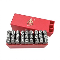 Jeu de poinçons en acier de 6 mm (1/4 pouce) pour lettres A-Z, 27 pièces, tige courte, qualité industrielle HRC 58-62, finition sablée en aluminium, OEM/ODM Taïwan