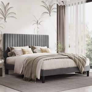 Offerta Speciale: <span class=keywords><strong>Letto</strong></span> Moderno di Lusso con Piattaforma Imbottita in Velluto e <span class=keywords><strong>Testiera</strong></span> Regolabile, Misura Full Size, Arredamento Morbido - Product Image 2