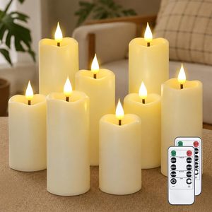 Wedding Church Christmas Decoration Lights Set 3 Led <b>Candles</b> Paraffin Real Wax Led <b>Candle</b> Light LED <b>Candle</b> with Remote - Product Image 1