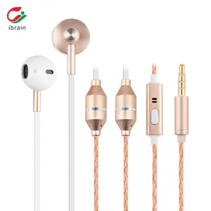 Ibrain Hot Selling 2020 Amazon FC21-E Gold Pink Metal Air Tube In-ear Earphones With 3.5mm Jack Radiation Proof Headphone