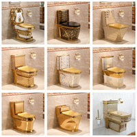 Placage Sanitaire Wc Commode Toilette Cuvette Toilette dorée à vendre Céramique Moderne Une pièce Salle de bain de luxe Couleur or 2 ans